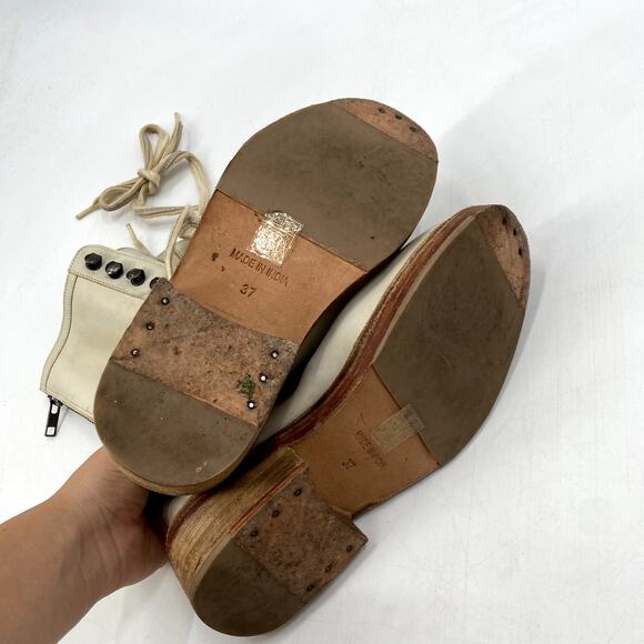 Free People ivory leather lace up boots - Picture 5 of 7